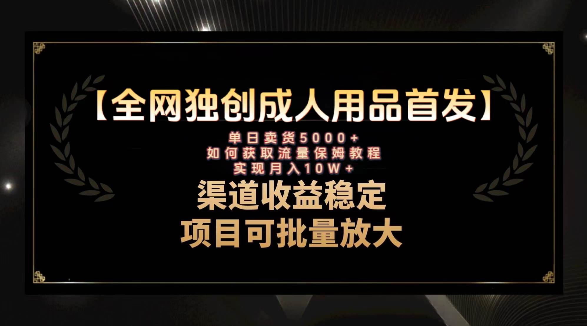 最新全网独创首发，成人用品赛道引流获客，月入10w保姆级教程-创途网