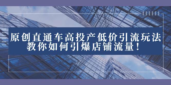 2023直通车高投产低价引流玩法，教你如何引爆店铺流量！-创途网