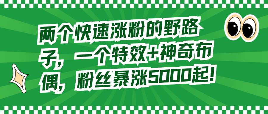 两个快速涨粉的野路子，一个特效+神奇布偶，粉丝暴涨5000起！-创途网