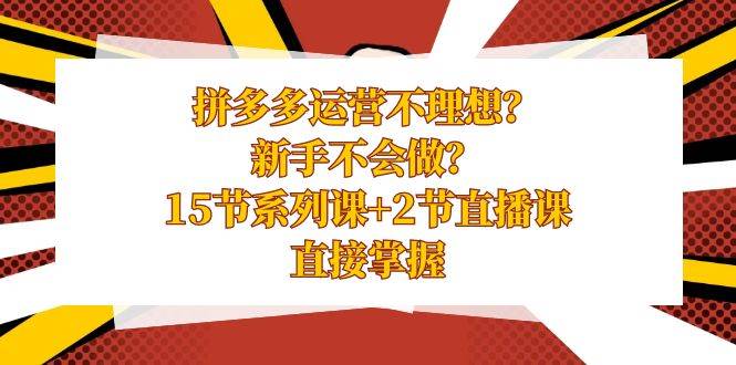 拼多多运营不理想？新手不会做？15节系列课+2节直播课，直接掌握-创途网