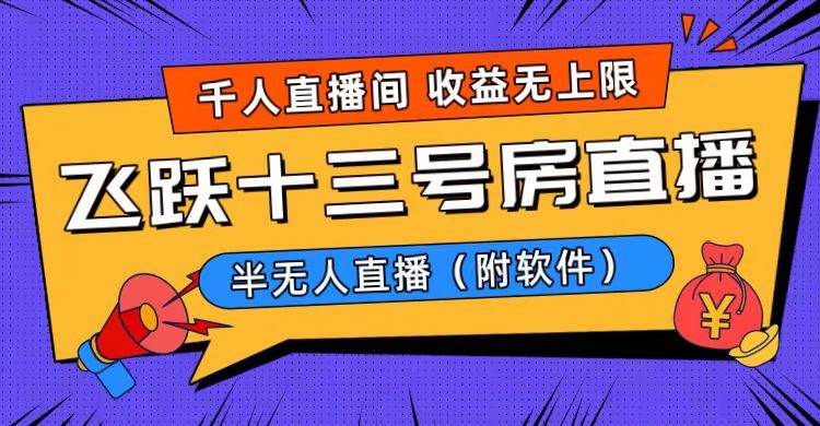 爆火飞跃十三号房半无人直播，一场直播上千人，日入过万！（附软件）-创途网