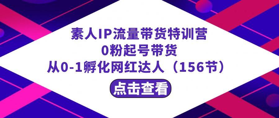 繁星·计划素人IP流量带货特训营：0粉起号带货 从0-1孵化网红达人（156节）-创途网