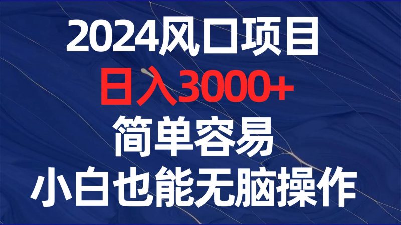 2024风口项目，日入3000+，简单容易，小白也能无脑操作-创途网