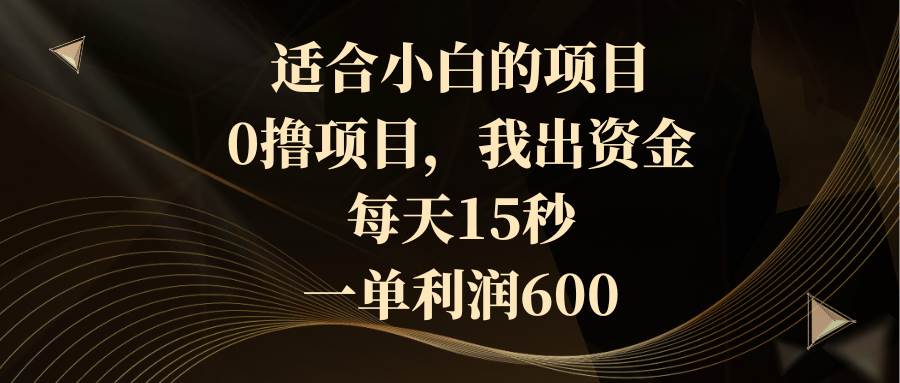 适合小白的项目，0撸项目，我出资金，每天15秒，一单利润600-创途网