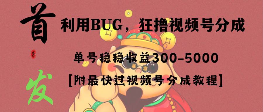 全网独家首发，视频号BUG，超短期项目，单号每日净收益300-5000！-创途网
