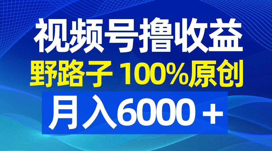 视频号野路子撸收益，100%原创，条条爆款，月入6000＋-创途网