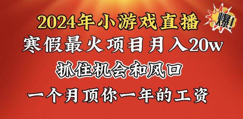 2024年寒假爆火项目,小游戏直播月入20w+,学会了之后你将翻身-创途网