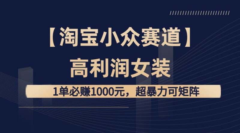 【淘宝小众赛道】高利润女装:1单必赚1000元,超暴力可矩阵-创途网