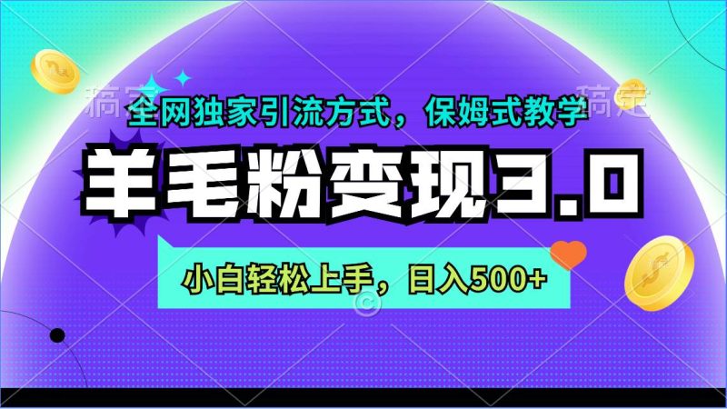 羊毛粉变现3.0 全网独家引流方式，小白轻松上手，日入500+-创途网