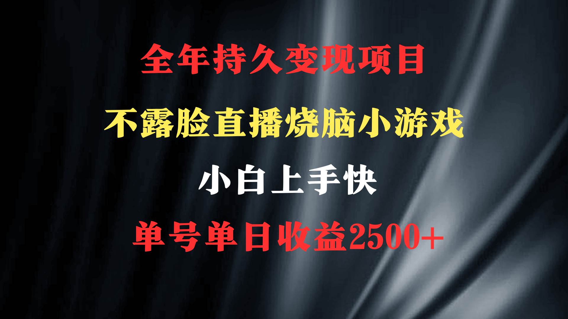 2024年 最优项目，烧脑小游戏不露脸直播  小白上手快 无门槛 一天收益2500+-创途网