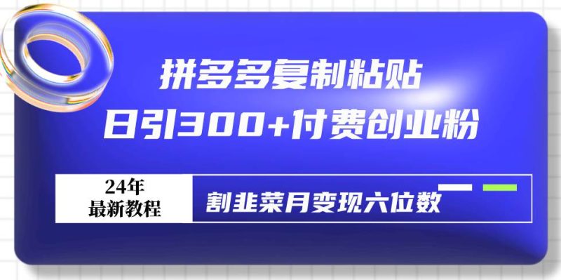 拼多多复制粘贴日引300+付费创业粉,割韭菜月变现六位数最新教程!-创途网