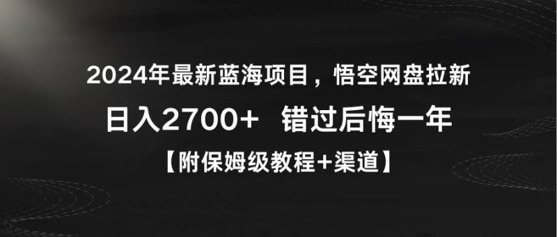 2024年最新蓝海项目,悟空网盘拉新,日入2700+错过后悔一年【附保姆级教…-创途网