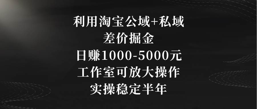利用淘宝公域+私域差价掘金，日赚1000-5000元，工作室可放大操作，实操…-创途网