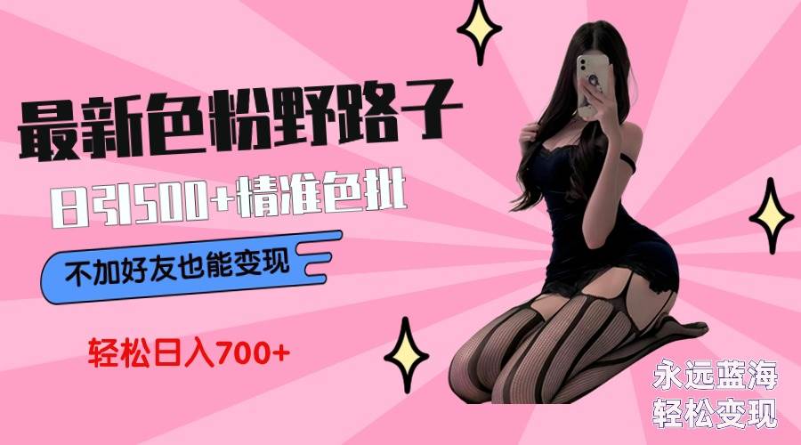 最新色粉变现野路子，日引500+老色批 可不加好友直接变现 小白轻松日入700+-创途网