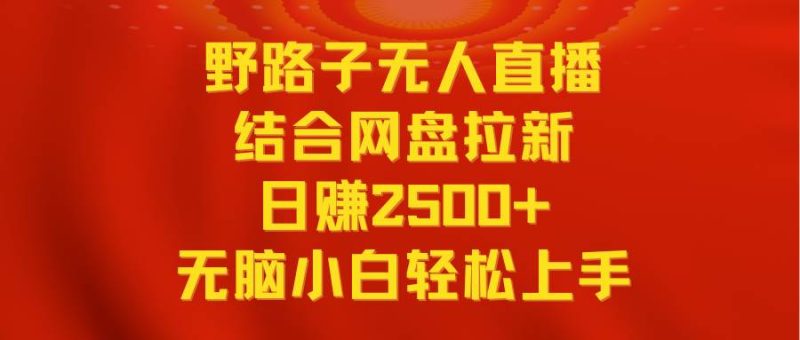 无人直播野路子结合网盘拉新，日赚2500+多平台变现，小白无脑轻松上手操作-创途网