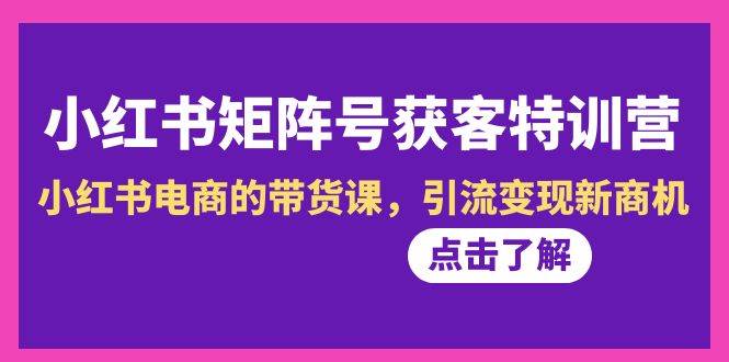 小红书-矩阵号获客特训营-第10期，小红书电商的带货课，引流变现新商机-创途网