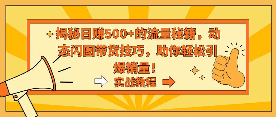 揭秘日赚500+的流量秘籍，动态闪图带货技巧，助你轻松引爆销量！-创途网