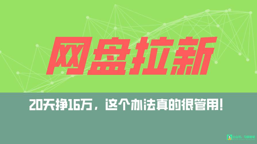 网盘拉新+私域全自动玩法，0粉起号，小白可做，当天见收益，已测单日破5000-创途网