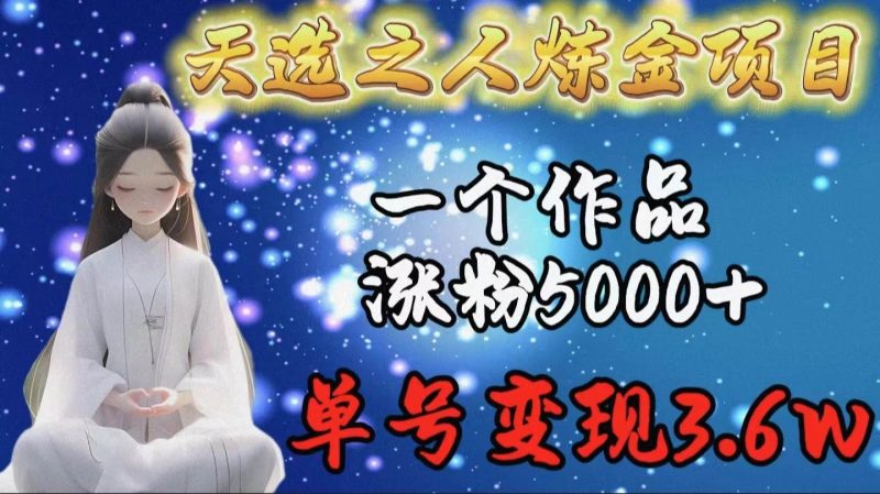 天选之人炼金项目，一个作品涨粉5000+，单号变现3.6w-创途网