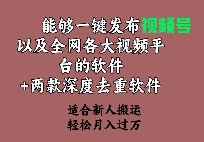 能够一键发布视频号以及全网各大视频平台的软件+两款深度去重软件 适合…-创途网