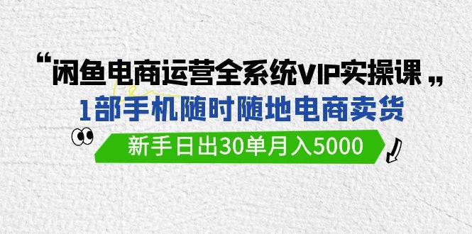 闲鱼电商运营全系统VIP实战课，1部手机随时随地卖货，新手日出30单月入5000-创途网
