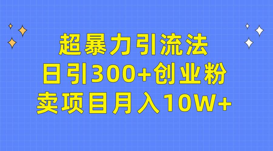超暴力引流法，日引300+创业粉，卖项目月入10W+-创途网
