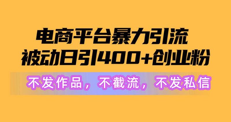 电商平台暴力引流,被动日引400+创业粉不发作品，不截流，不发私信-创途网