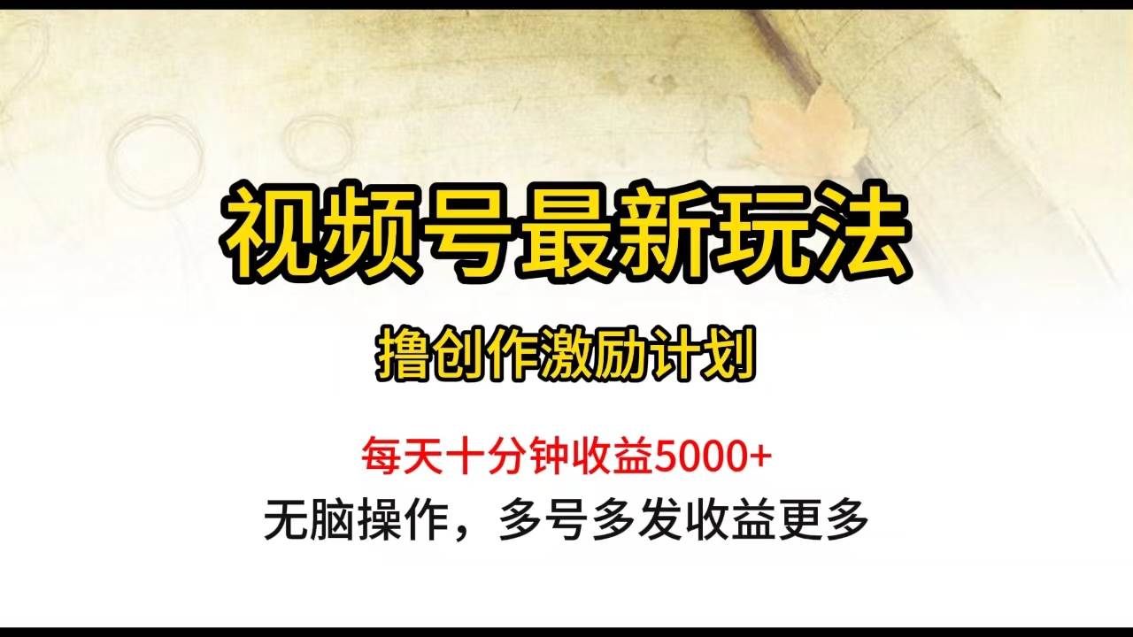视频号最新玩法，每日一小时月入5000+-创途网