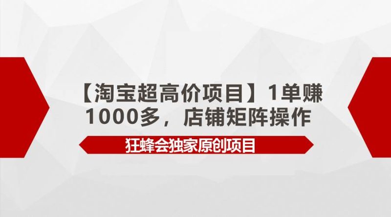 【淘宝超高价项目】1单赚1000多，店铺矩阵操作-创途网