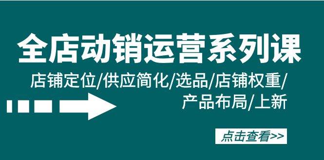全店·动销运营系列课：店铺定位/供应简化/选品/店铺权重/产品布局/上新-创途网