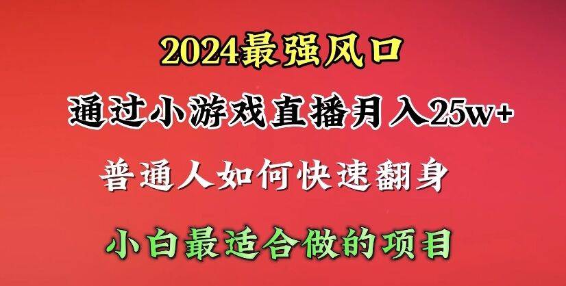 2024年最强风口，通过小游戏直播月入25w+单日收益5000+小白最适合做的项目-创途网