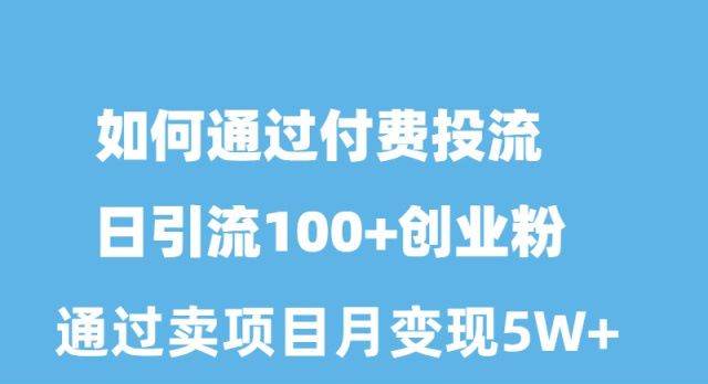 如何通过付费投流日引流100+创业粉月变现5W+-创途网