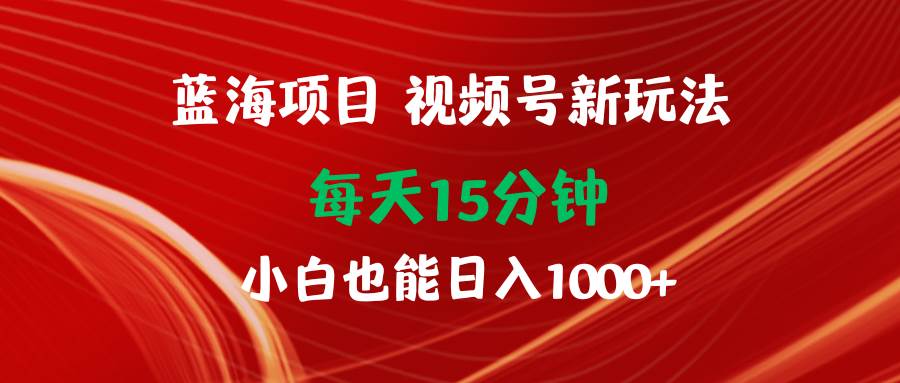 蓝海项目视频号新玩法 每天15分钟 小白也能日入1000+-创途网