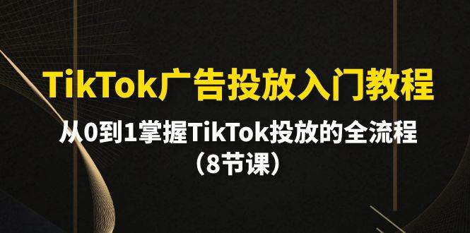 TikTok广告投放入门教程，从0到1掌握TikTok投放的全流程（8节课）-创途网
