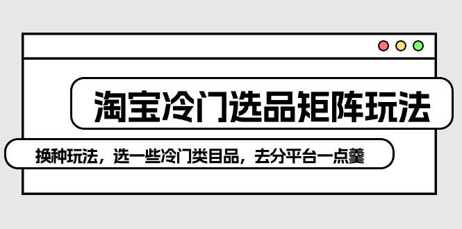 淘宝冷门选品矩阵玩法：换种玩法，选一些冷门类目品，去分平台一点羹-创途网