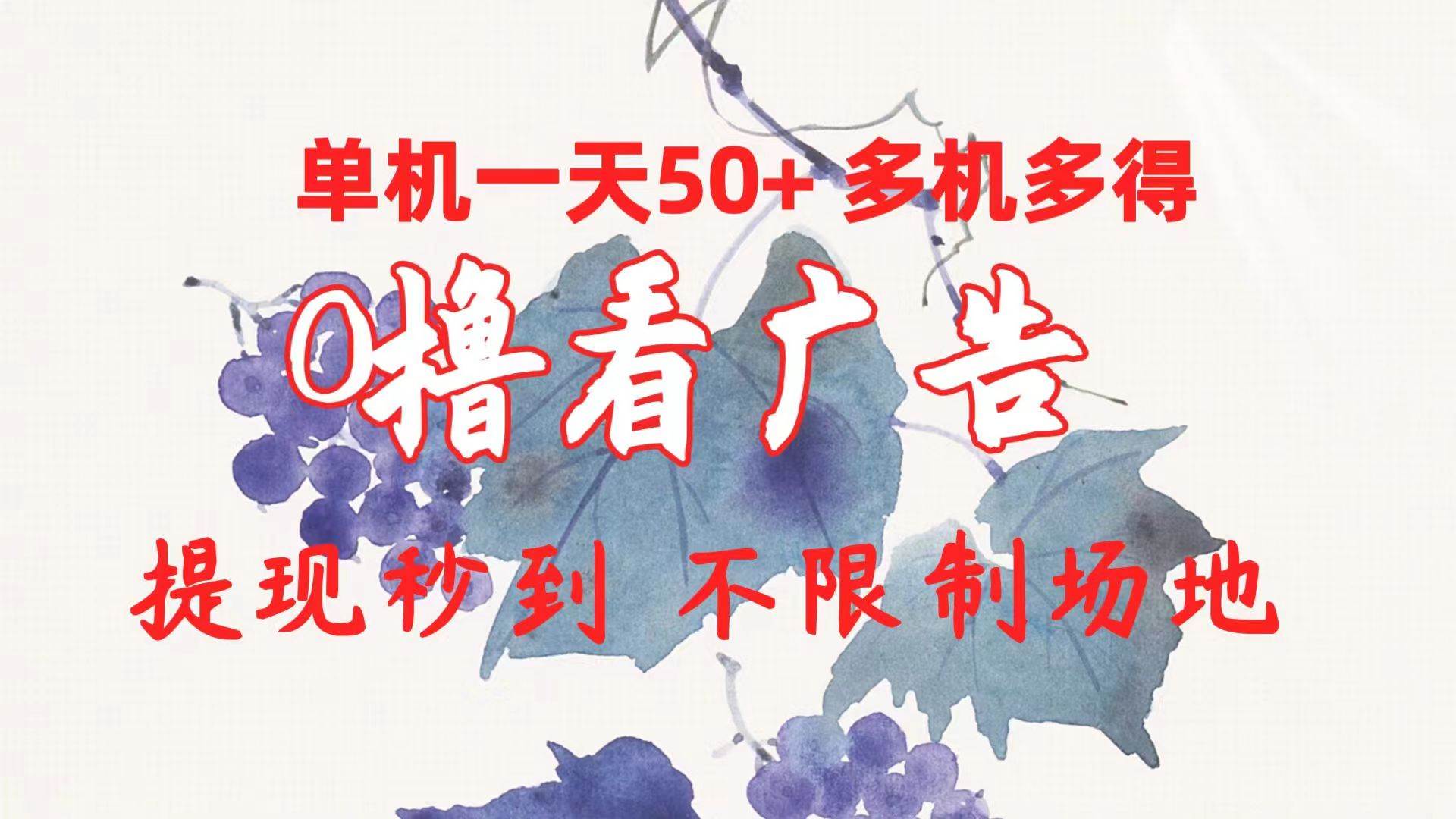 0撸看广告 单机一天50+多机多得 提现秒到 不限制场地操作-创途网