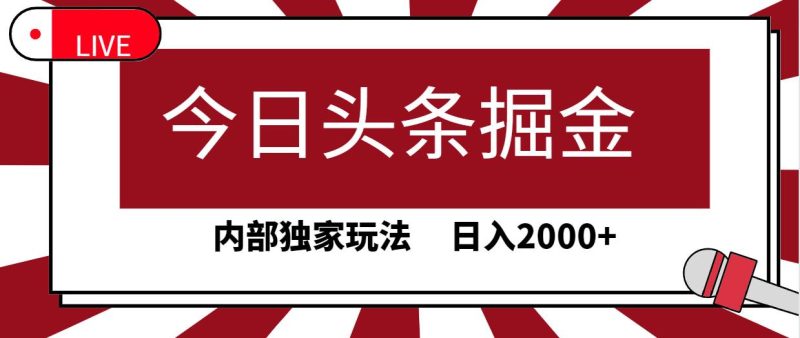 今日头条掘金，30秒一篇文章，内部独家玩法，日入2000+-创途网