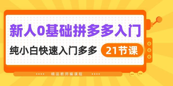 新人0基础拼多多入门，纯小白快速入门多多（21节课）-创途网