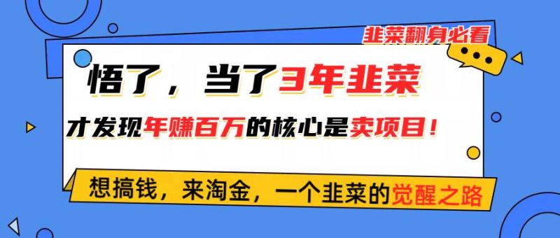 悟了,当了3年韭菜,才发现网赚圈年赚100万的核心是卖项目,含泪分享!-创途网