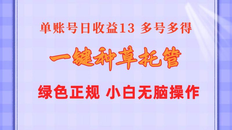 一键种草托管 单账号日收益13元 10个账号一天130 绿色稳定 可无限推广-创途网
