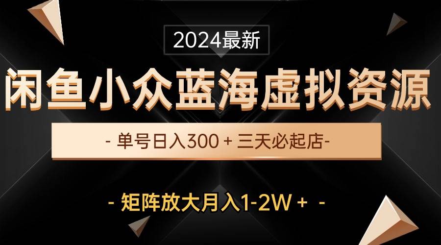 最新闲鱼小众蓝海虚拟资源，单号日入300＋，三天必起店，矩阵放大月入1-2W-创途网