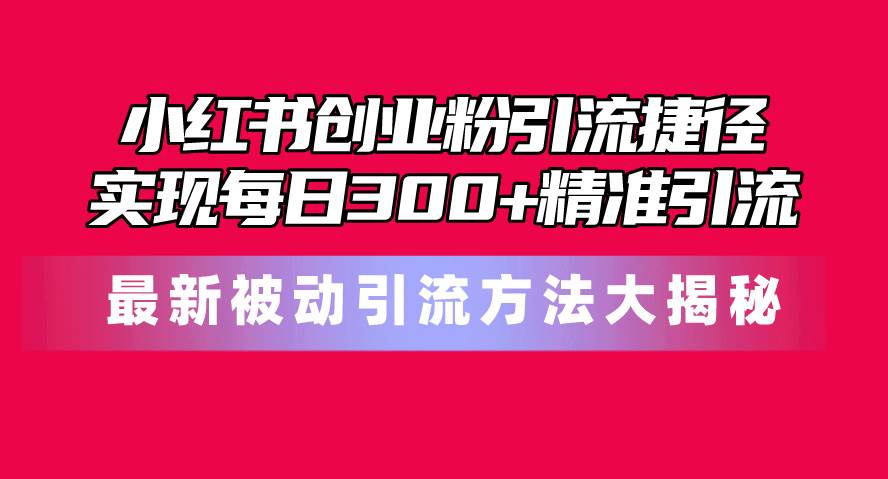 小红书创业粉引流捷径！最新被动引流方法大揭秘，实现每日300+精准引流-创途网
