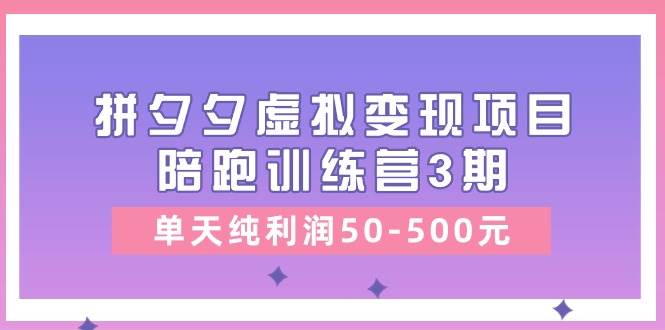 某收费培训《拼夕夕虚拟变现项目陪跑训练营3期》单天纯利润50-500元-创途网