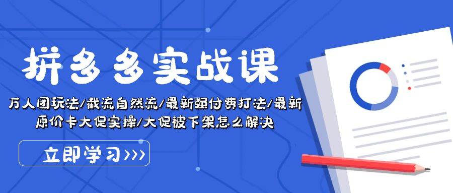 拼多多·实战课：万人团玩法/截流自然流/最新强付费打法/最新原价卡大促..-创途网