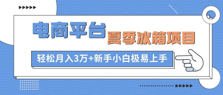 电商平台夏季冰箱项目，轻松月入3万+，新手小白极易上手-创途网