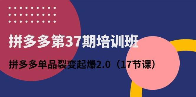 拼多多第37期培训班：拼多多单品裂变起爆2.0（17节课）-创途网