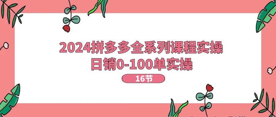 2024拼多多全系列课程实操，日销0-100单实操【16节课】-创途网