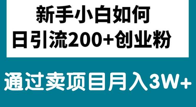 新手小白日引流200+创业粉,通过卖项目月入3W+-创途网