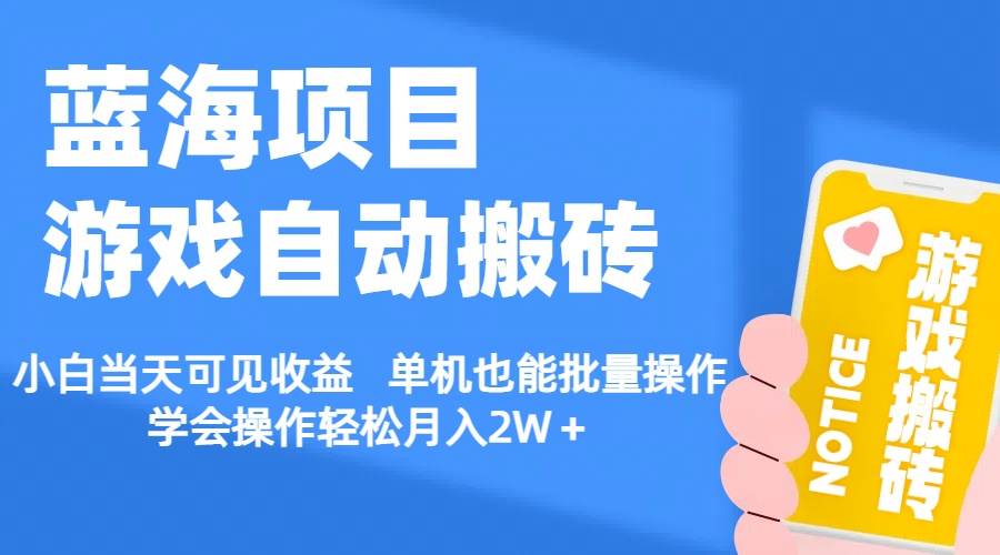 【蓝海项目】游戏自动搬砖 小白当天可见收益 单机也能批量操作 学会操…-创途网