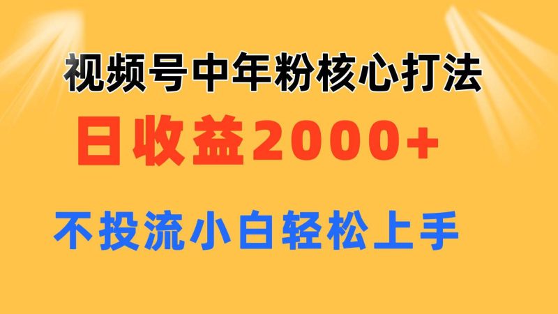 视频号中年粉核心玩法 日收益2000+ 不投流小白轻松上手-创途网